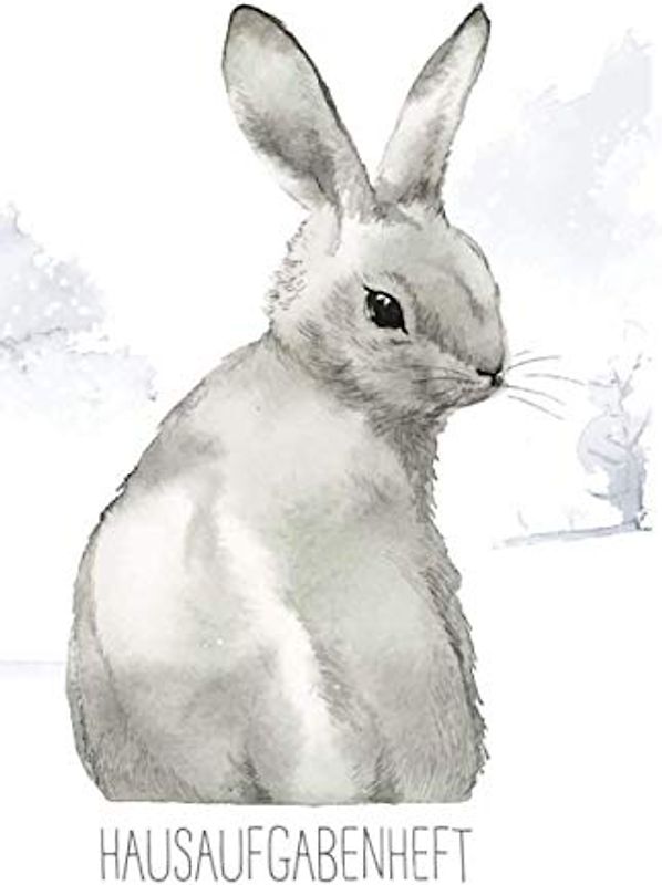 Hausaufgabenheft: mit grauem Kaninchen, ca. A5, für 1 komplettes Schuljahr