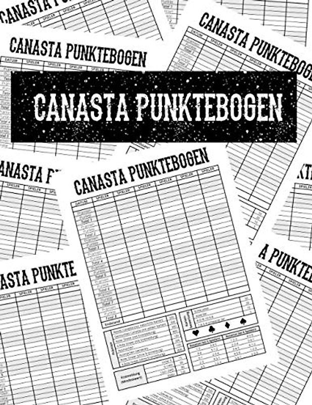 Canasta Punktebogen: Spielblock, Block mit 100 Blatt, Größe 8.5x11 Zoll (ca. A4)