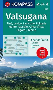 KOMPASS Wanderkarten-Set 656 Valsugana, Pine, Levico, Lavarone, Folgaria, Monte Pasubio, Cima d'Asta, Lagorai, Tesino (3 Karten) 1:25.000