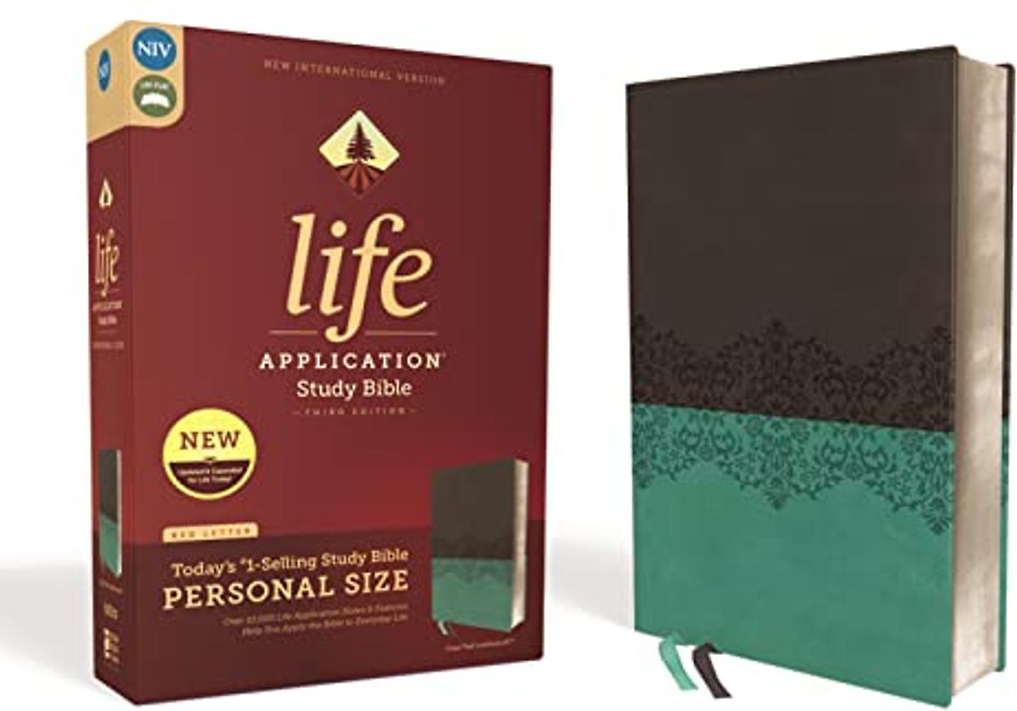NIV, Life Application Study Bible, Third Edition, Personal Size, Leathersoft, Gray/Teal, Red Letter: New International Version, Gray/Teal, Leathersoft, Personal Size: Red Letter Edition
