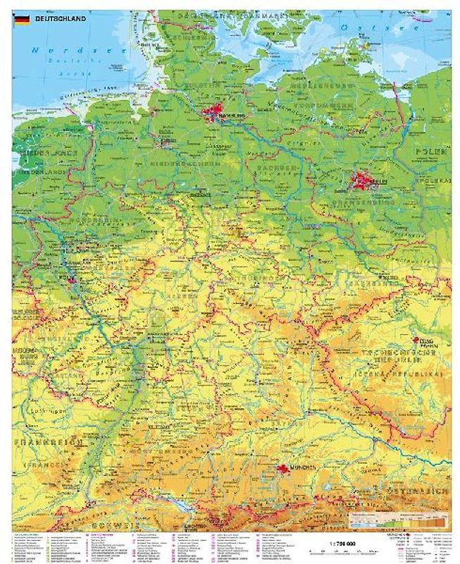 Deutschland physisch 1 : 750 000
