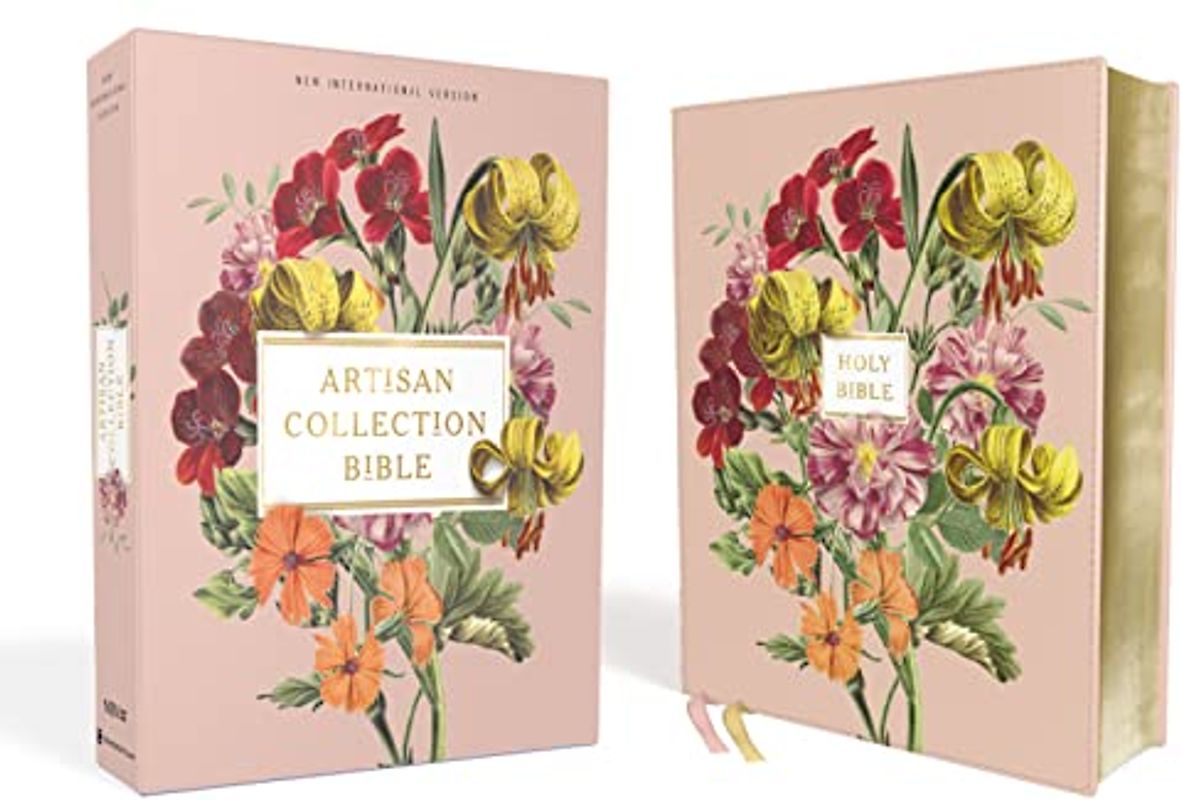 Niv, Artisan Collection Bible, Leathersoft, Blush Floral, Red Letter Edition, Comfort Print