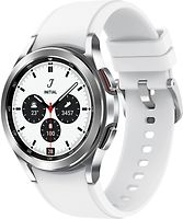 Samsung Galaxy Watch 4 Classic 42 mm Boîtier acier inoxydable argent Bracelet silicone blanc [Wi-Fi]