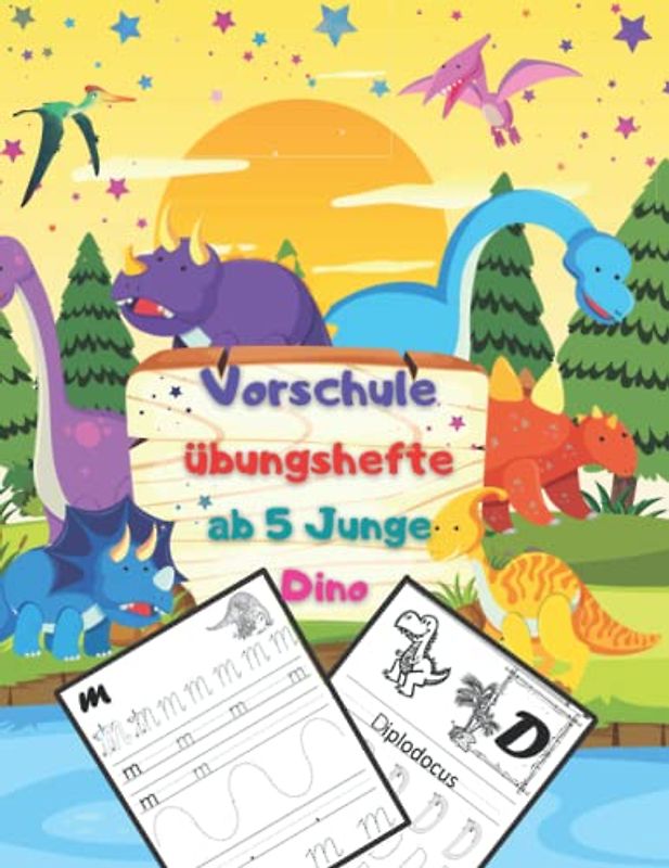 vorschule übungshefte ab 5 junge dino: schwungübungen ab 4 , buchstaben schreiben lernen vorschulübungen , vorschule übungshefte ab 5 junge schneiden ... über 25 Ausmalbildern . Dinosaurier malbuch