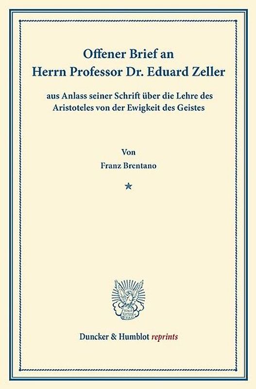 Offener Brief an Herrn Professor Dr. Eduard Zeller