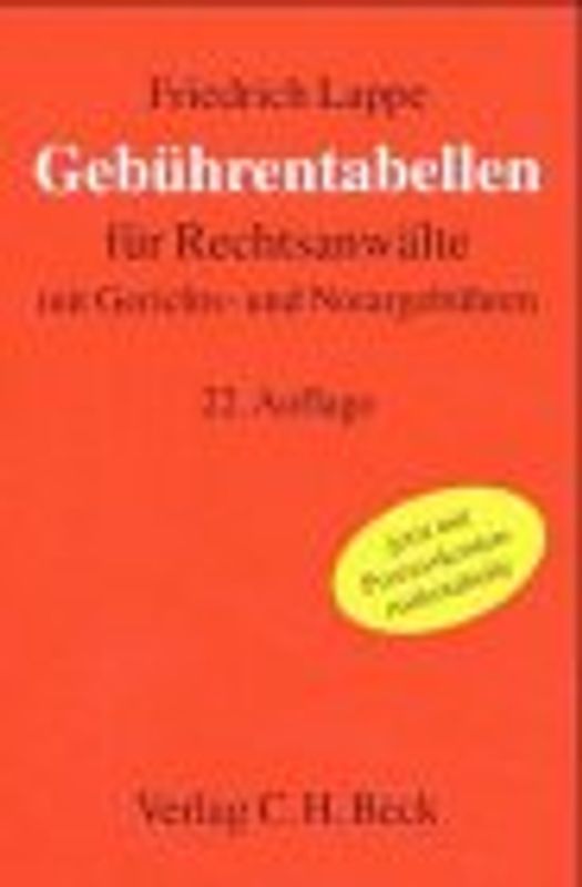 Gebührentabellen für Rechtsanwälte