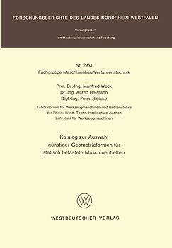 Katalog zur Auswahl günstiger Geometrieformen für statisch belastete Maschinenbetten