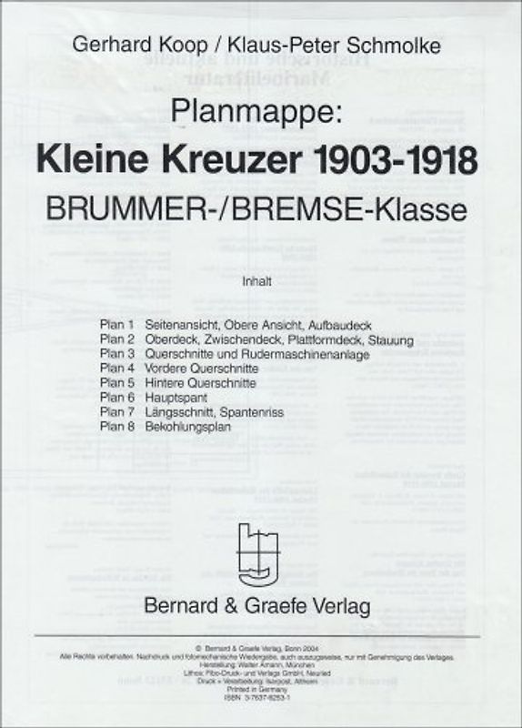 Planmappe: Kleine Kreuzer 1903-1918. BRUMMER-/BREMSE-Klasse