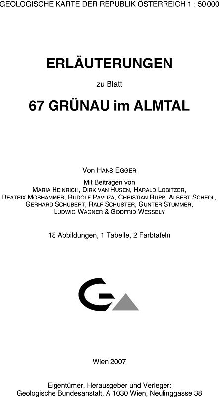 Erläuterungen zu Blatt 67 Grünau im Almtal