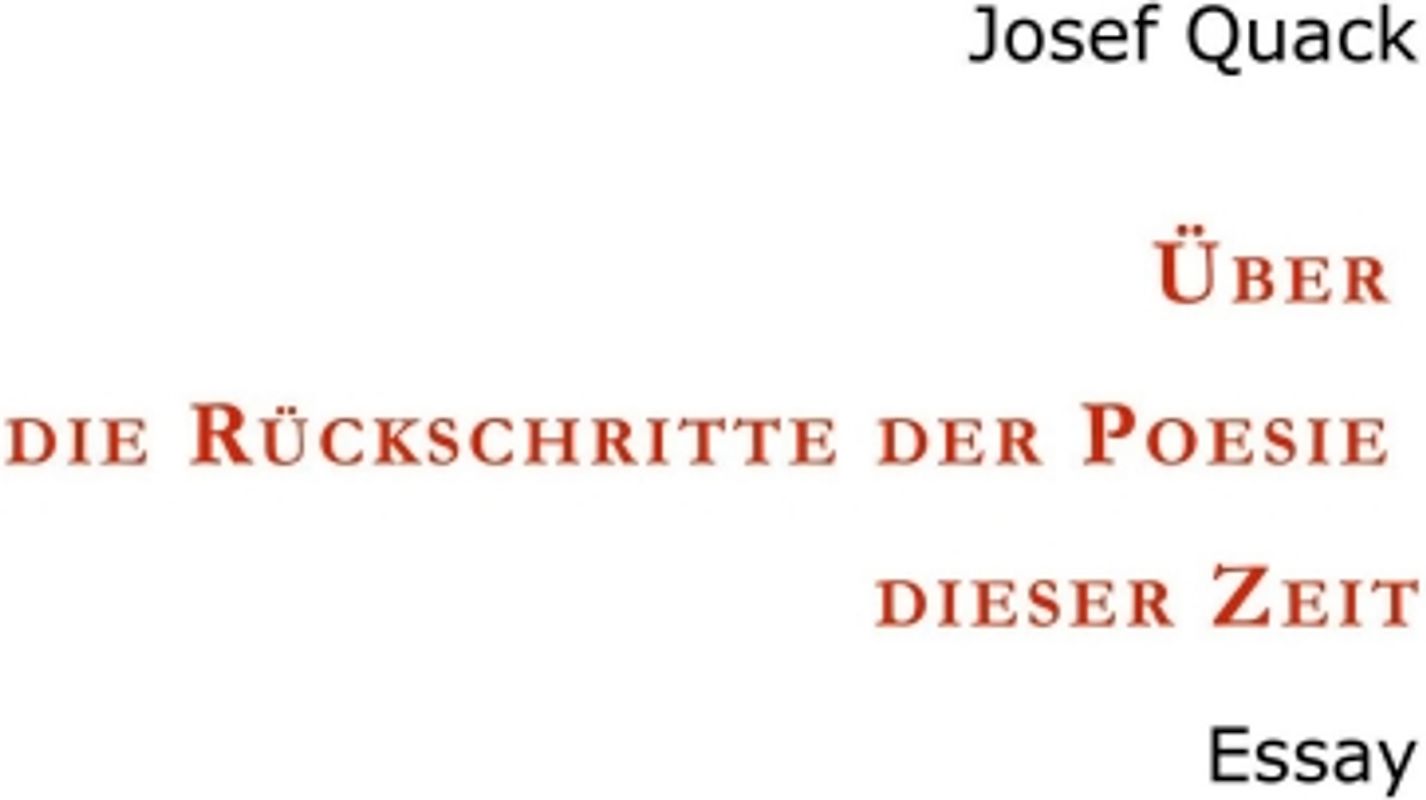 Über die Rückschritte der Poesie dieser Zeit