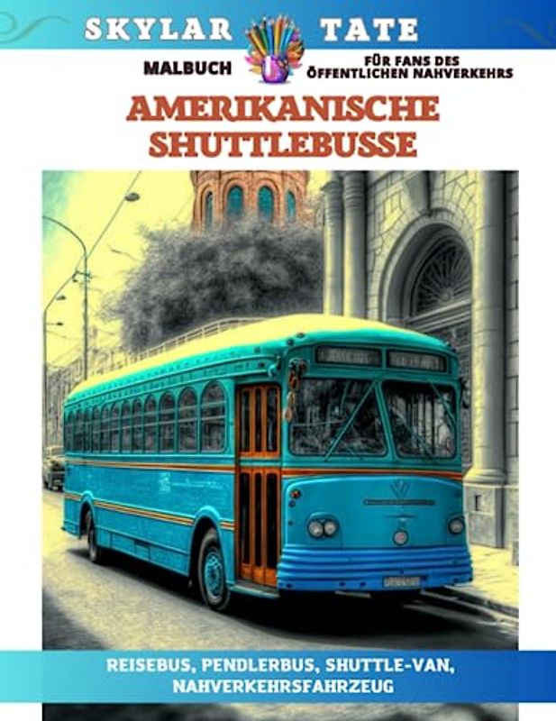 Amerikanische Shuttlebusse - Malbuch für Fans des öffentlichen Nahverkehrs – Reisebus, Pendlerbus, Shuttle-Van, Nahverkehrsfahrzeug