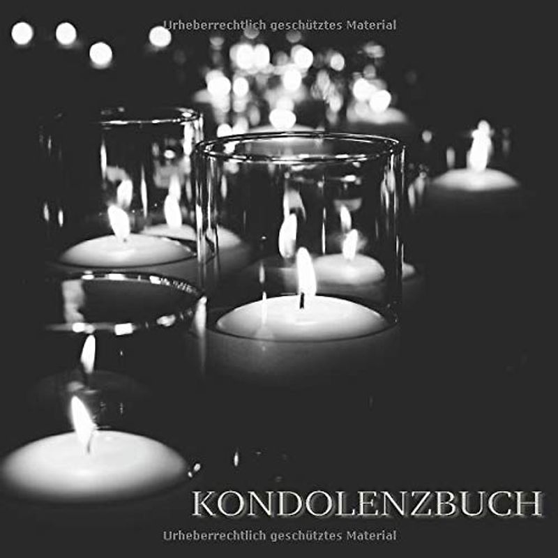 Kondolenzbuch: zum Auslegen auf der Trauerfeier im Kerzen Design das sich durch alle 50 Blanko Seiten des Beerdigung Gästebuchs zieht