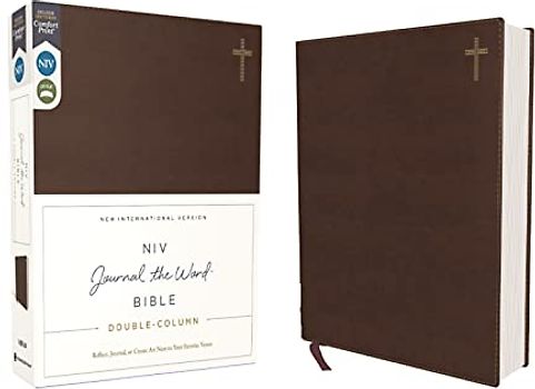 Niv, Journal the Word Bible, Double-Column, Leathersoft, Brown, Red Letter Edition, Comfort Print