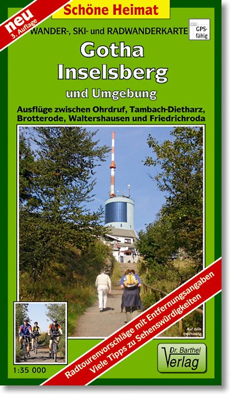 Wander-, Ski- und Radwanderkarte Gotha, Inselsberg und Umgebung