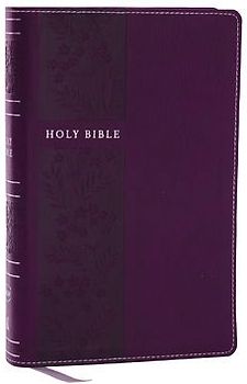 NKJV Personal Size Large Print Bible with 43,000 Cross References, Purple Leathersoft, Red Letter, Comfort Print (Thumb Indexed)