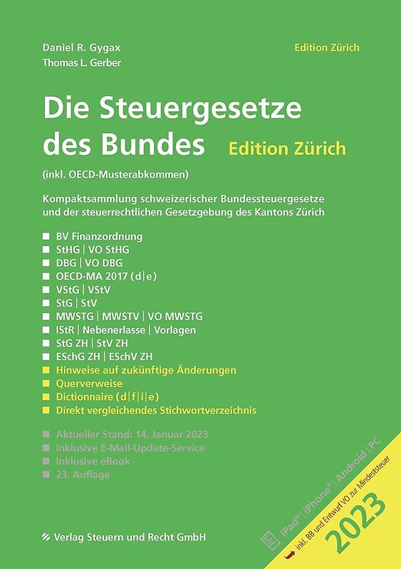 Die Steuergesetze des Bundes – Edition Zürich 2023