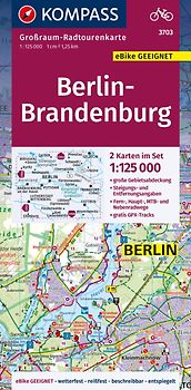 KOMPASS Großraum-Radtourenkarte 3703 Berlin-Brandenburg, 1:125.000