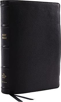 NKJV, Reference Bible, Wide Margin Large Print, Premium Goatskin Leather, Black, Premier Collection, Red Letter, Comfort Print: Holy Bible, New King James Version