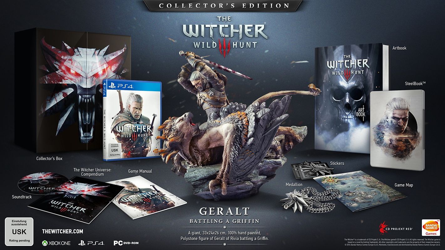 The Witcher 3: Wild Hunt [Collectors Edition inkl. Figur, Witcher-Medaillon, Steelbook mit Artwork, Artbook, Soundtrack] PlayStation 4