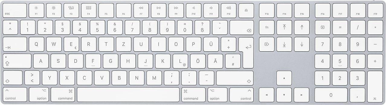 Apple magic Keyboard mit Ziffernblatt [deutsches Tastaturlayout, QWERTZ] silber