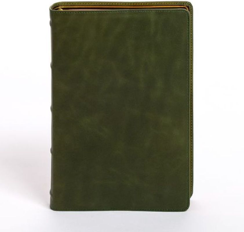 KJV Giant Print Bible, Holman Handcrafted Collection, Marbled Olive Premium Calfskin