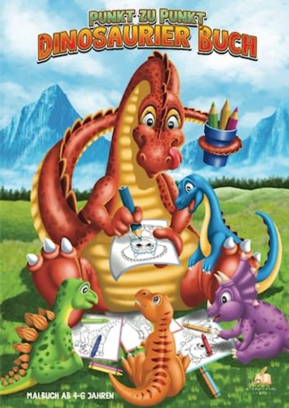 Punkt zu Punkt Dinosaurier Buch Malbuch ab 4 - 6 Jahren: Das Dino Kinderbuch mit 100 Punkt zu Punkt Ausmalbildern. Spielerisch Zahlen lernen von 1-50. Für Jungs und Mädchen. Inkl. 24 Dino-Rätsel.