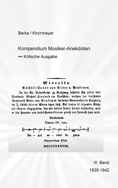 Kompendium Musiker-Anekdoten Dritter Band 1835-1842
