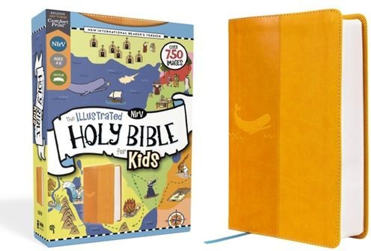 NIrV, The Illustrated Holy Bible for Kids, Leathersoft, Yellow, Full Color, Comfort Print