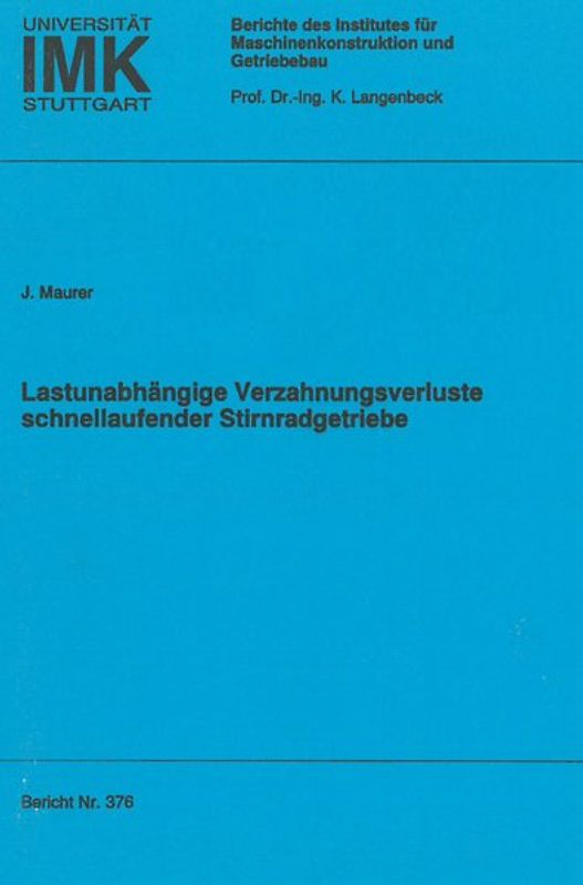 Lastenunabhängige Verzahnungsverluste schnellaufender Stirnradgetriebe