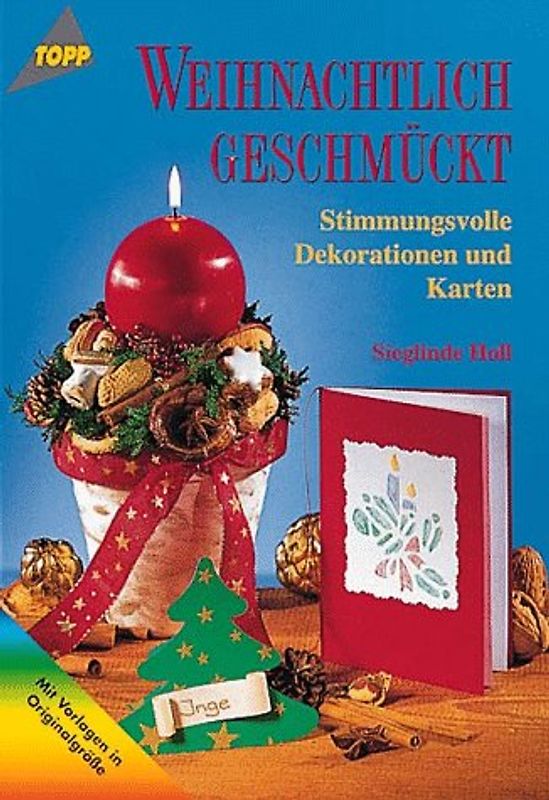 Weihnachtlich geschmückt. Dekorationen und Karten im Material-Mix