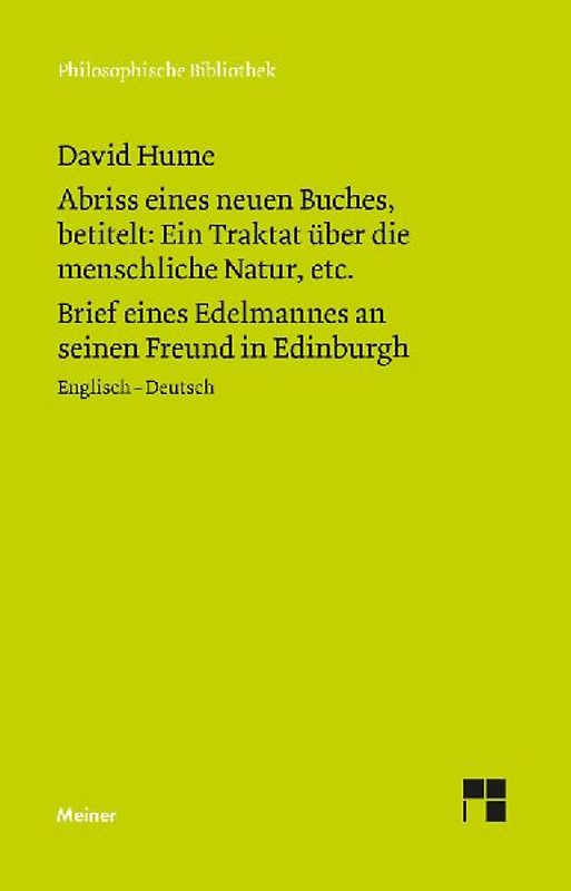 Abriss eines neuen Buches, betitelt: Ein Traktat über die menschliche Natur, etc. / Brief eines Edelmannes an seinen Freund in Edinburgh