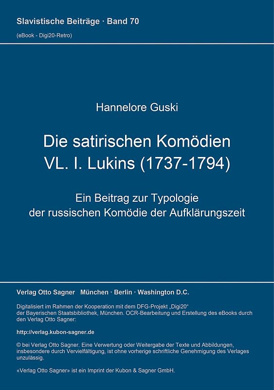 Die satirischen Komödien VL. I. Lukins (1737-1794)