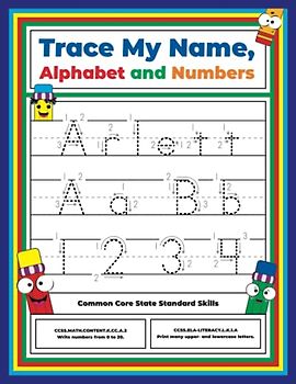 Trace My Name, Alphabet, and Numbers Workbook for Arlett: Letter and Number Tracing with Arrow Guides and Start Dots