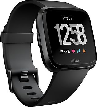 Fitbit Versa 34 mm noir aluminium et bracelet en silicone noir [Wi-Fi]