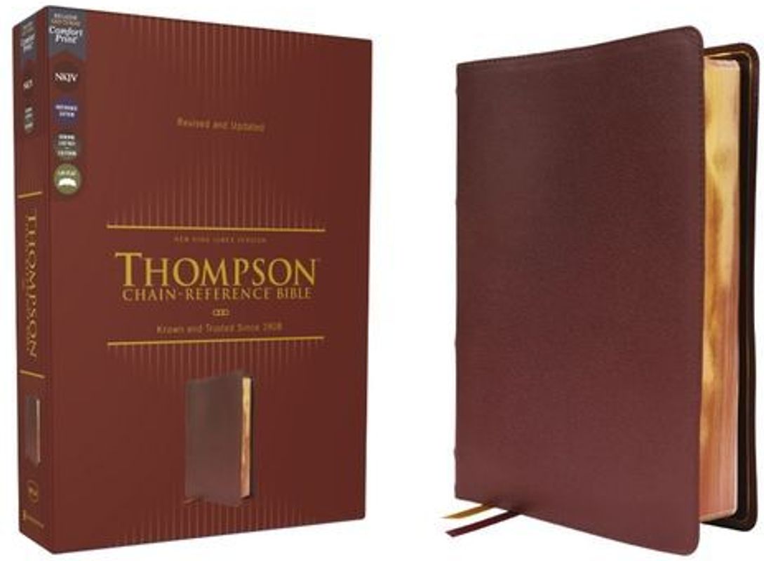 Nkjv, Thompson Chain-Reference Bible, Genuine Leather, Calfskin, Burgundy, Red Letter, Comfort Print