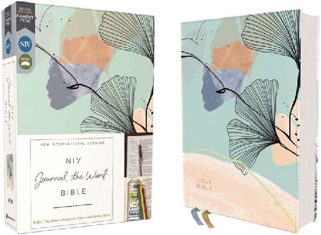 Niv, Journal the Word Bible (Perfect for Note-Taking), Leathersoft, Teal/Floral, Red Letter, Comfort Print