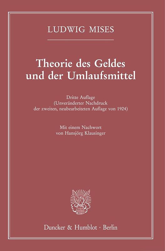 Theorie des Geldes und der Umlaufsmittel.