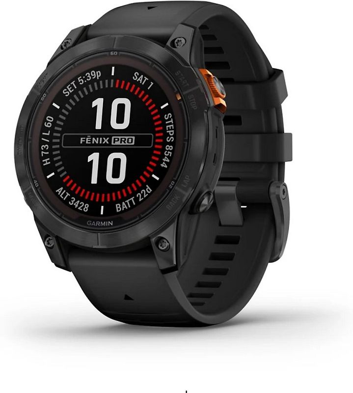 Garmin Fenix 7 Pro 47mm schiefergrau mit Silikonarmband schwarz [Wi-Fi, Solar Edition]