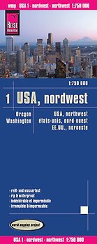 Reise Know-How Landkarte USA 01, Nordwest (1:750.000) : Washington und Oregon
