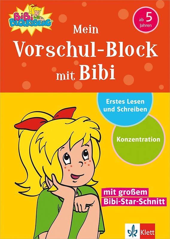 Mein Vorschul-Block mit Bibi. Erstes Lesen und Schreiben, Konzentration ab 5 Jahren mit großem Bibi-Star-Schnitt