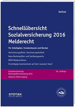Schnellübersicht Sozialversicherung 2016 Melderecht