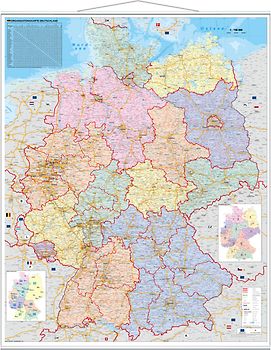 Deutschland Organisationskarte. Wandkarte mit Metallbeleistung