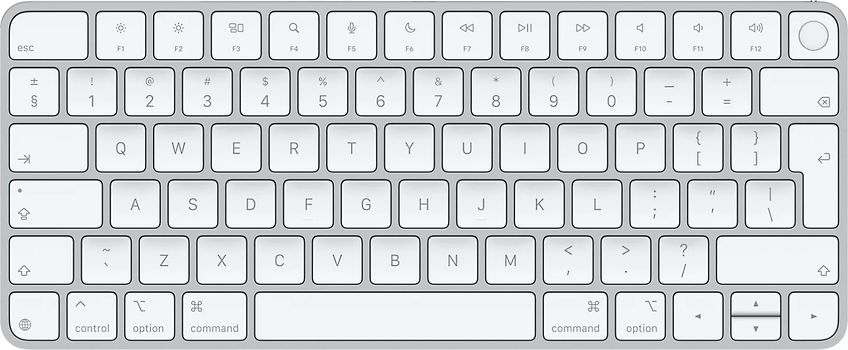 Apple Magic Keyboard mit Touch ID [Mac Modelle mit Chip, englisches Tastaturlayout, QWERTY] silber mit weißen Tasten