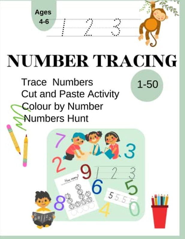Number Tracing: Preschool Workbook for ages 4- 6| Activity Book for Learning to Write Numbers 1-50
