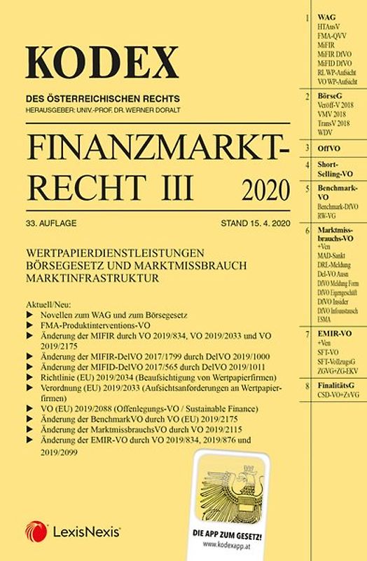 Kodex Finanzmarktrecht Band III 2020