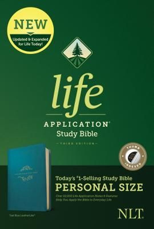 NLT Life Application Study Bible, Third Edition, Personal Size (Leatherlike, Teal Blue, Indexed)