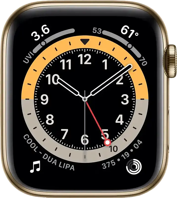 Apple Watch Series 6 44 mm Boîtier acier inoxydable or [Wi-Fi + Cellulaire]