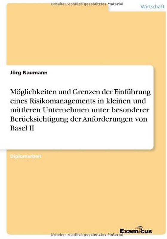 Möglichkeiten und Grenzen der Einführung eines Risikomanagements in kleinen und mittleren Unternehmen unter besonderer Berücksichtigung der Anforderungen von Basel II