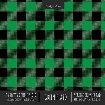 Green Plaid Scrapbook Paper Pad 8x8 Decorative Scrapbooking Kit for Cardmaking Gifts, DIY Crafts, Printmaking, Papercrafts, Check Pattern Designer Paper