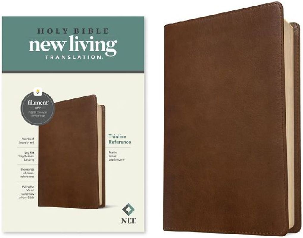NLT Thinline Reference Bible, Filament Enabled Edition (Red Letter, Leatherlike, Rustic Brown)
